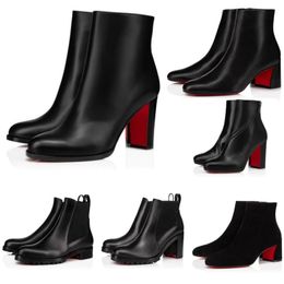Zapatos inferiores rojos populares de moda para mujer botines cortos vestido botines tacones botas de lujo suelas rojas tacón zapatos de fiesta para mujer