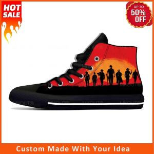 Schoenen Red Dead Redemption RDR2 Anime Cartoon Comoon Game Casual Doekschoenen Hoge top Lichtgewicht Ademende 3D -print Men Dames Sneakers