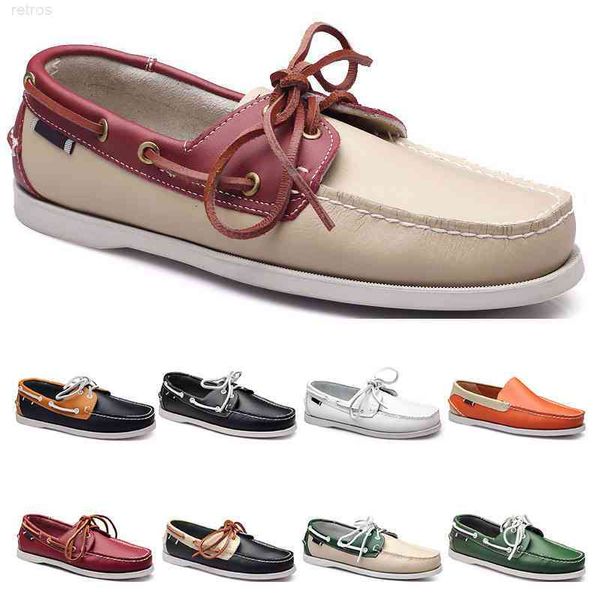 Chaussures de course en cuir pour hommes, Style britannique, noir, blanc, marron, vert, jaune, rouge, mode, extérieur, confortable, respirant, 5