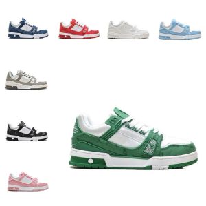 Chaussures Chaussures Designer Virgil Calfskin Leather Abloh blanc vert rouge bleu lettre de superposition plate-forme basse baskets 3645