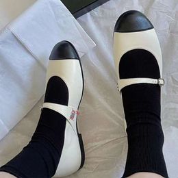 Schoenen enkele schoen voor dames kleine geurige stijl ronde teen ondiepe mondknop Mary Jane plat bodem