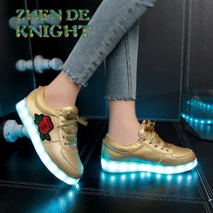 Shoes Size 2742 Zapatillas luminosas USB para niños, zapatillas luminosas para niñas, Krasovki con retroiluminación, zapatos para niños y mujeres con zapatos ligeros Led