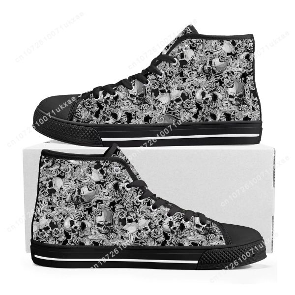 Chaussures Skull Paisley Gothic Goth Punk High Top Sneakers Mens pour adolescents pour femmes