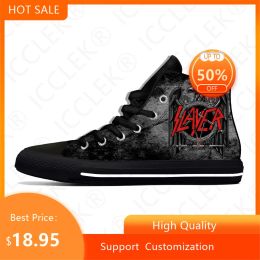 Zapatos Slayer Heavy Metal Rock Band Horror Fashion Fashion Casual Casual Shoes High Top Men Behinable Mujeres zapatillas de tablero Ligero Zapatos