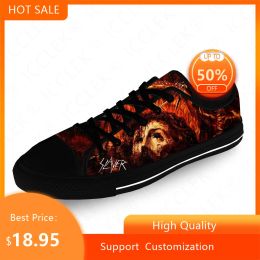 Zapatos Slayer Heavy Metal Rock Band Horror Tabla informal 3D Tope Low Top Shoes Fashion Shoes para hombres Sneakers transpirables