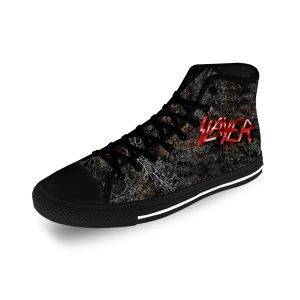 Schoenen Slayer Heavy Metal Rock Band Horror Scary Casual Doek 3D Print High Top Canvas Fashion Shoes Men Women Ademende sneakers