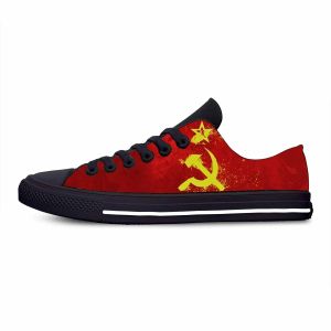 Schoenen Sovjetunie CCCP USSR Flag Russia Hammer Sikkel Sikkel Sikkel schoenen Lage Top Comfortabele Breathabele 3D -print Men Vrouwen Sneakers