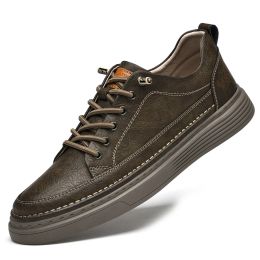 Zapatos Spring Men's Highquality Brown Oxford Zapatos de cuero genuino zapatos casuales de cuero zapatos hechos a mano gran tamaño de hombres: 3747