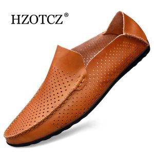 Zapatos Summer Genuino Cuero Zapatos Hombres Cómodos Hombres de malla mocasines zapatos casuales Men Pells Sale Hot Croming Shoes Mocasins