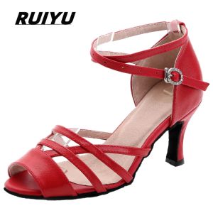 chaussures Summer Latin Dance Chaussures Ladies Salsa Tango Ballroom Party Dancing Dancing Black Red Girls High Heel Sandals Chaussures de mariage