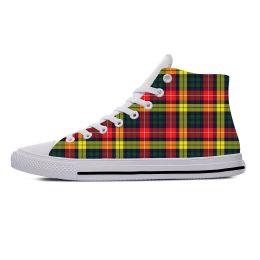 Chaussures Summer Scottish Clan Buchanan Tartan Plaid Fashion Fashion Casual Chores respirant hommes Femme Sneakers High Top Shoes Lightweight