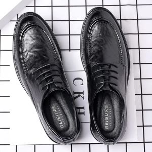 Schoenen trending klassieke mannen kleding schoenen voor mannen oxfords lederen schoenen veter formeel zwart lederen bruiloftsfeestje schoenen dm152