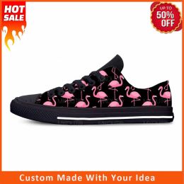 Chaussures Tropical Pink Flamingo Bird Animal Match Cartoon Chaussures de tissu décontracté Low Top Confortable Breffe 3D Print Men Femme Sneakers