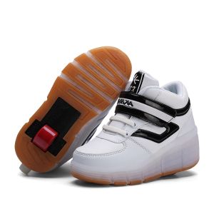Chaussures Taille de l'onclejerry 2740 Chaussures de roue enfant baskets rouleaux USB Chaussures de patinage incarnable pour garçons hommes hommes femmes LED chaussures