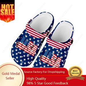 Chaussures USA Flag America Red Blue Blanc Home Clogs Custom Water Chaussures Mentins Boyns garçons filles Garden de chaussures Clog de plage Pantoues de plage DIY