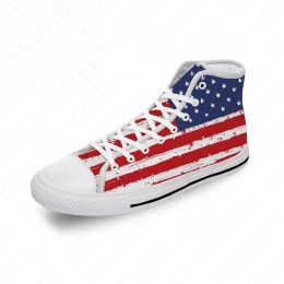 Schoenen Vintage American Flag High Top Sneakers Mens Dames Tiener Casual schoenen Canvas hardloopschoenen Ademend lichtgewicht witte schoen