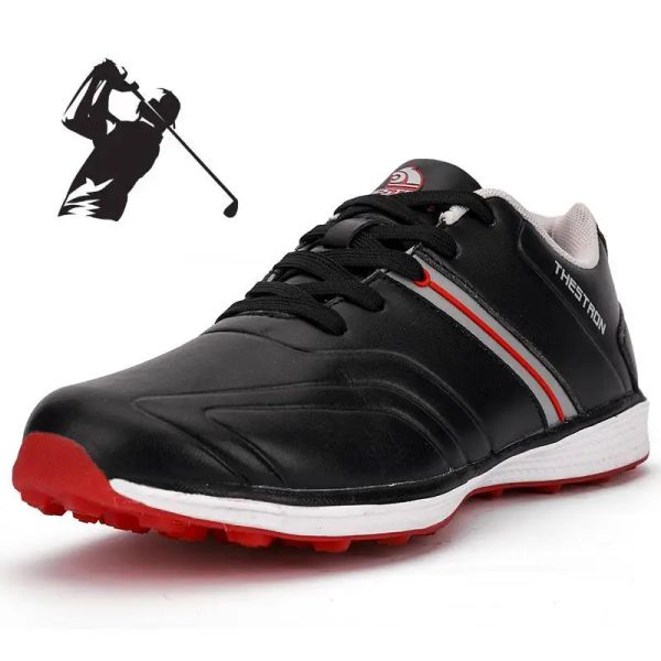 Chaussures Chaussures de golf imperméables Black Mens Golf Sneakers confortables Golfer Footwear non glissade Les baskets de marche à lacets