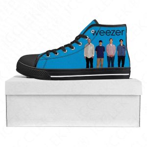 Schoenen Weezer Pop Rock Band High Top Hoogwaardige Sneakers Mens Mens Dames Tiener Canvas Sneaker Casual paar schoenen Custom Shoe Black