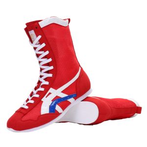 Zapatos al por mayor de goma profesional eva suela botas deportivas de alto nivel rojo negro color azul boxeo zapatos para hombres