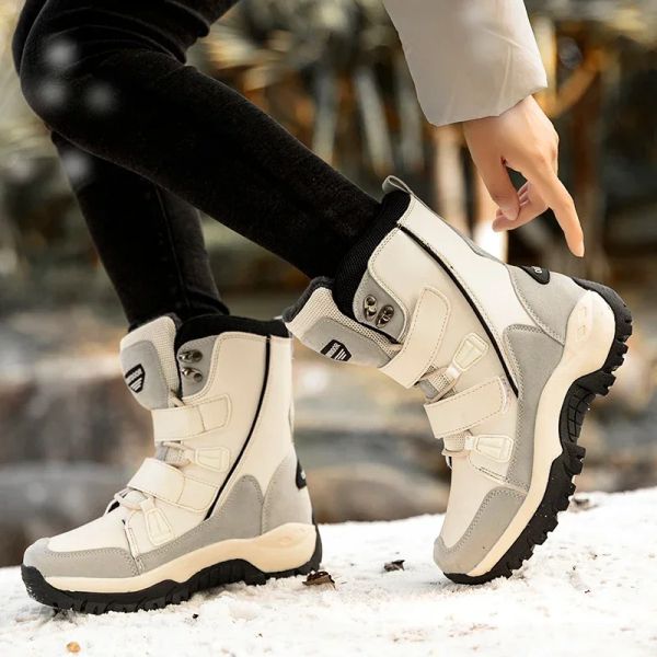 Chaussures hiver extérieure montagne Chaussures Femme High Top Boots thermiques Bottes de randonnée thermique avec randonnée en coton Bottes de neige de voyage