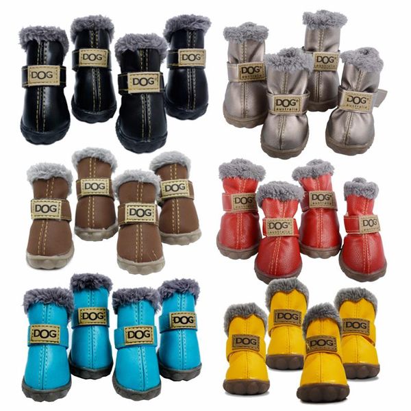 Chaussures d'hiver pour chien, bottes de neige chaudes, imperméables, en fourrure, 4 pièces/ensemble, pour petits chiens, en coton, antidérapantes, Xs, pour Chihuahua, carlin, produit pour animaux de compagnie Petasia