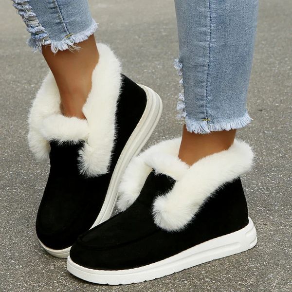 Zapatos Botas de mujeres de invierno Botas de tobillo botas de nieve engrosamiento de lujosos zapatos de algodón cálidos para mujeres