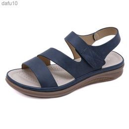 Skor Kvinna Sommarsandaler Kvinnor Lätt kil Mjuk botten Öppen tå Stor storlek Platta sandaler Dam Bohemian Casual Sandaler L230704