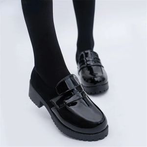 shoes Femmes fille uniforme chaussures Uwabaki japonais JK bout rond femmes filles écolières Lolita noir marron Cosplay chaussures semelle en caoutchouc