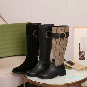 Schoenen Dames Knielaarzen Zwart Koeienhuid Dames Blokhak Kniehoge Gripzool Rits Westernlaarzen Schoenen Hakhoogte 4 cm