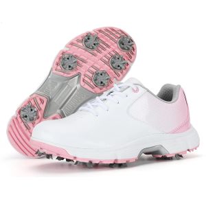 Chaussures Femmes Pikes Chaussures de golf Chaussures de golf en cuir imperméable pour femmes entraîneurs de chaussures de sport à pointes baskets de marche d'herbe Spike