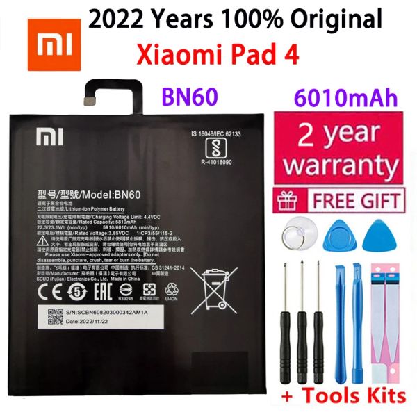 Chaussures xiao mi nouveau 100% d'origine BN60 6010mAh pour xiaomi pad 4 mipad 4 téléphone mobile en stock batteries batteries avec outils cadeaux