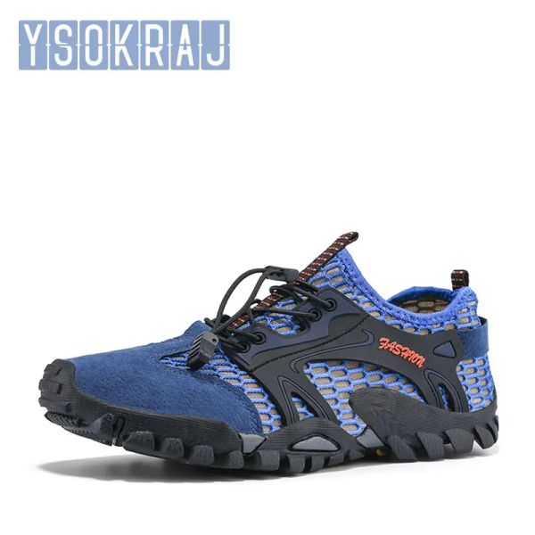 Chaussures ysokraj marque hommes maillage de randonnée chaussures de randonnée en caoutchouc en amont Quickdryrie respirant trekking nave