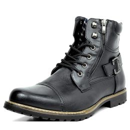 Chaussures yeween hommes bottes plus taille mastal metal double zipper knight knight bottes cuir chaussures men oxfords bottes chaussures hommes automne