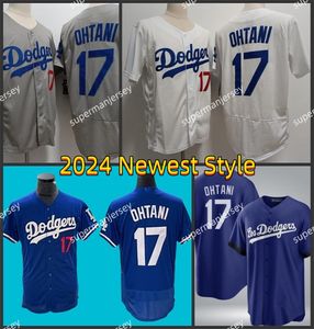 Shohei ohtani 17 Dodgers honkbal jerseys blauw witte grijze crème mannen genaaid jersey maat s m l xl 2xl 3xl nieuwste