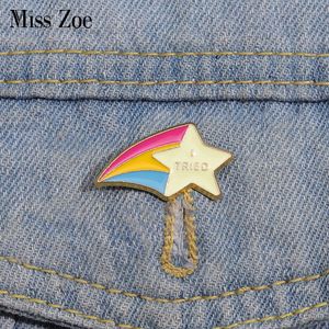 Shooting Star Emaille Pins Custom i Moe Vallende Ster Broches Revers Badges Grappige Sieraden Cadeau voor Kinderen Vrienden