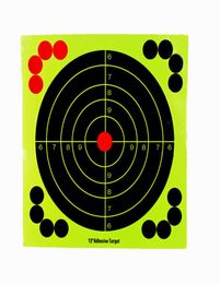 Cibles de tir Cible adhésive de 12 pouces Splatter Glow S Rifle Cible en papier fluorescent 9665186