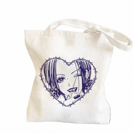 Sacs de magasin Nana Anime Manga Ren Hjo Kawaii Girl Shopper Sac Imprimer Toile Sac fourre-tout Sacs à main Femmes Sac Harajuku Épaule 57rM #
