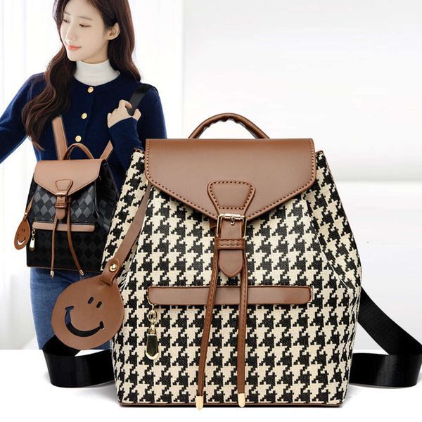 Tienda Fábrica Venta al por mayor Nueva moda Lingge Mochila Estilo japonés y coreano Thousand Bird Grid Bolso para mujer Elegancia Bolso versátil