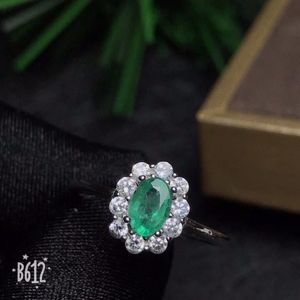 Winkelpromotiespecials Natural Emerald Ring Clearing 925 Zilvergrootte kan worden aangepast Y11241632961