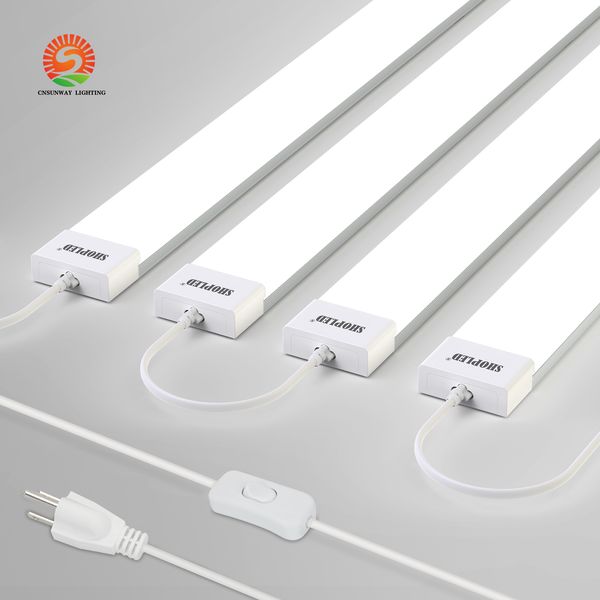 SHOPLED Tubo de luz LED de 4 pies, 36 W, 4000 lm, 6000 K, blanco frío, lámpara de techo LED superbrillante de 4 pies, accesorio de iluminación LED conectable para oficina, garaje, taller