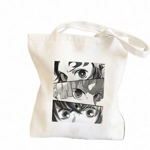 bolsas de tiendas de compradores anime dem slayer eco uso diario de bolso de bolso de bolsas de gran capacidad de gran capacidad Harajuku Bolsos de hombro x2k3#