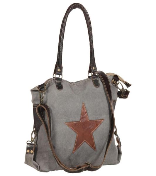 Sac shopping Gris foncé 41 x 63 cm Sacs à main en toile et cuir véritable Sac à bandoulière Messenger bag6627356