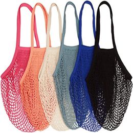 Boodschappentas Herbruikbare katoenen koord Boodschappentassen Mesh Produce Bag Hand Totes Fruit Groente Opbergzakken voor boodschappen buiten