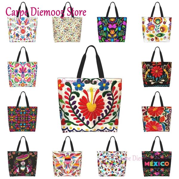 Sac à provisions épaule fleurs mexicaines grande capacité fourre-tout d'épicerie pour dames 231215