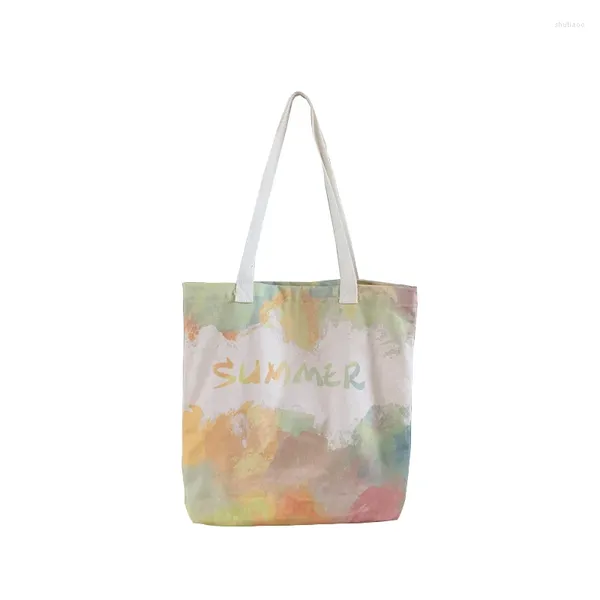 Bolsas de compras 1 PC Women Gradiente Color Bag Bag de verano Cabina reutilizable Hembra Grande para alumnos