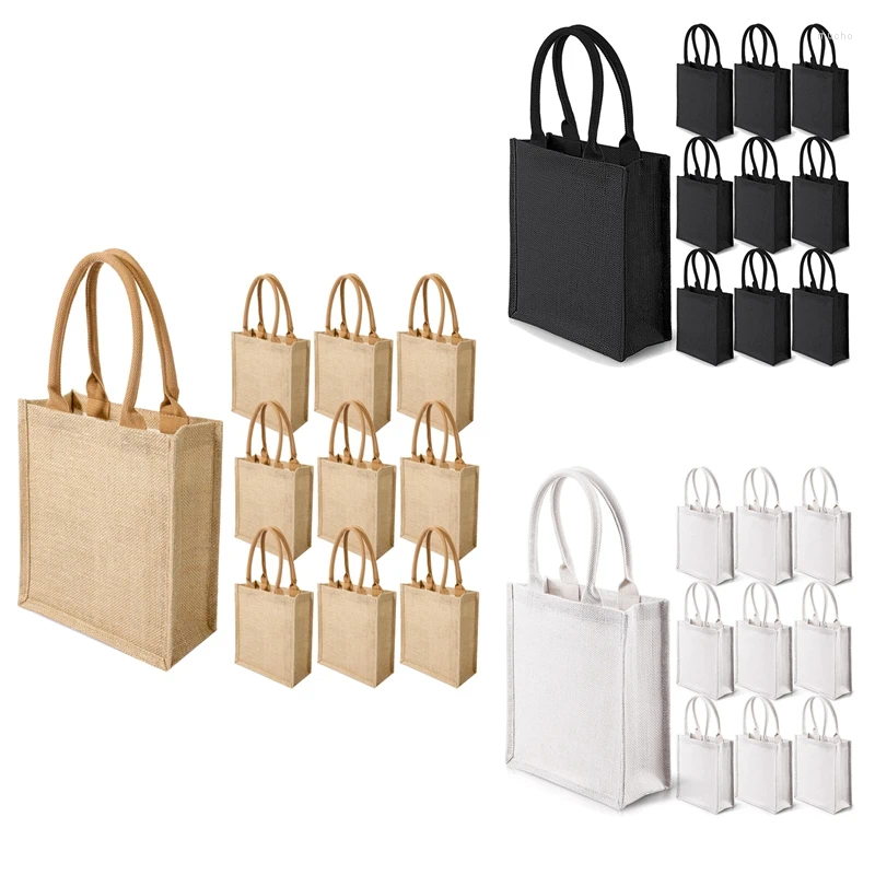 Shopping Bags 10 Pcs Burlap Gift With Handles Tote Bridesmaid Bag Welcome Blank For Wedding