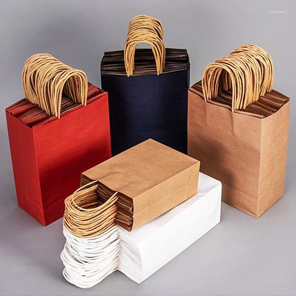 Sacs à provisions 10pcs papier kraft cadeau sac de bonbons coloré à la main décoration de fête de mariage coloré