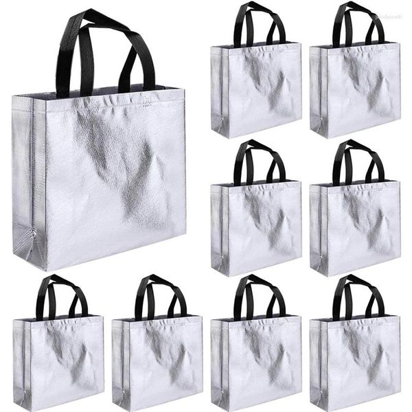 Sacs de courses 12 paquets, sac d'épicerie polyvalent Non tissé, grand fourre-tout avec poignée, cadeau écologique réutilisable pour fête/Shopping