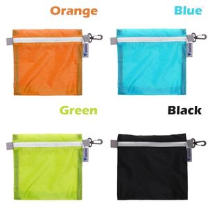 Sacs à provisions 1PC 4 couleurs Nylon enduit tissu de silicone imperméable à l'eau fermeture éclair crochet sac de rangement en plein air Camping randonnée poche pochette organisateur