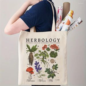 Bolsas de compras 1pc herbología plantas patrón bolso bolso de hombro de hombro de viajes botánicos amante de la planta de jardinería regalo para